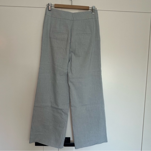Veronica Beard Jeanne Light Blue Linen Blend Crop Wide Leg Pants 6 nautical crop - Picture 7 of 15
